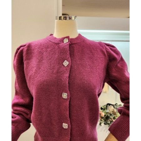 라운드넥 퍼프 가디건