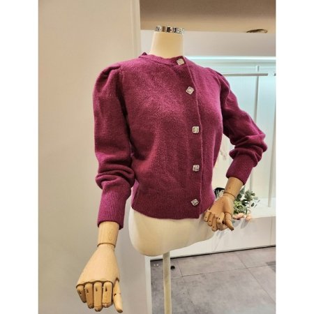 라운드넥 퍼프 가디건