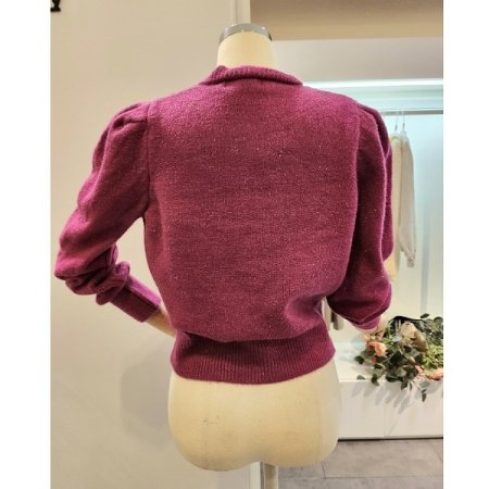 라운드넥 퍼프 가디건