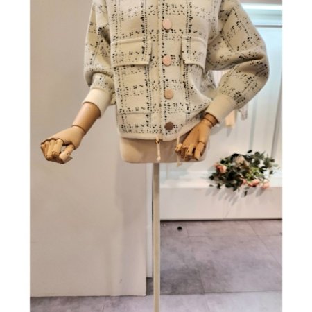 후드넥 버튼 스트링 니트 자켓