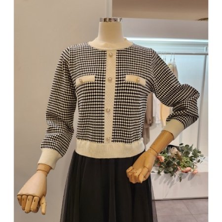 진주 니트 배색 샤 원피스