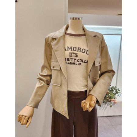 버튼 기본 레자자켓