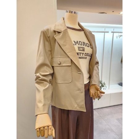 버튼 기본 레자자켓