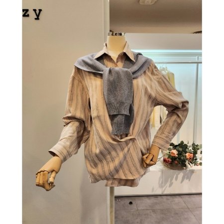 니트숄 스트라이프 셔츠