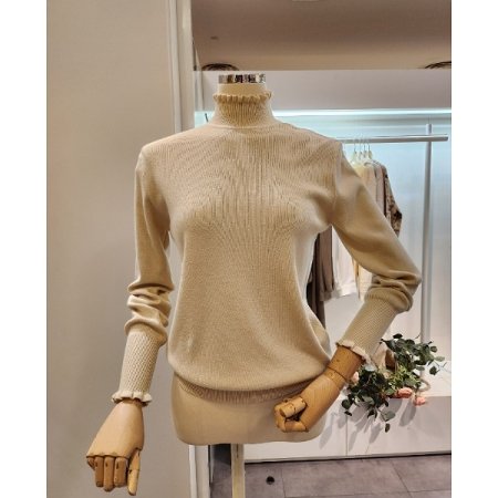 프릴 폴라 무지 니트