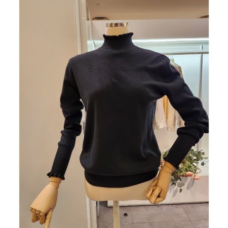 프릴 폴라 무지 니트