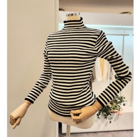 스트라이프 반목 니트