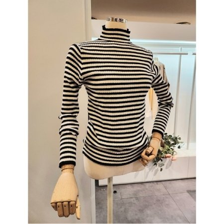 스트라이프 반목 니트