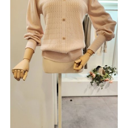 리본장식 카라 니트