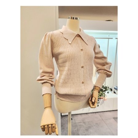 리본장식 카라 니트