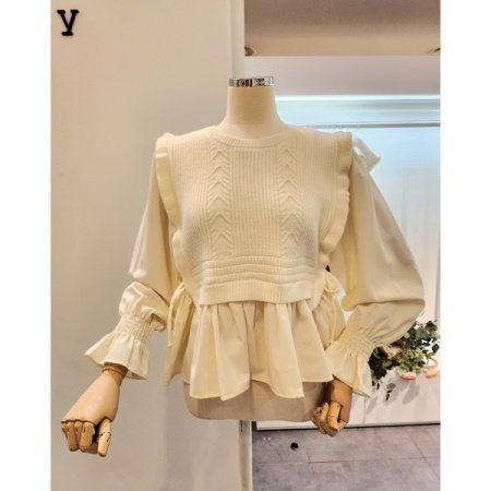 허리 양 리본 니트