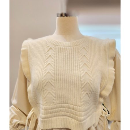 허리 양 리본 니트