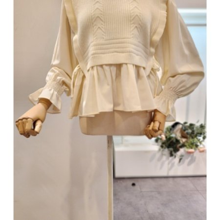 허리 양 리본 니트