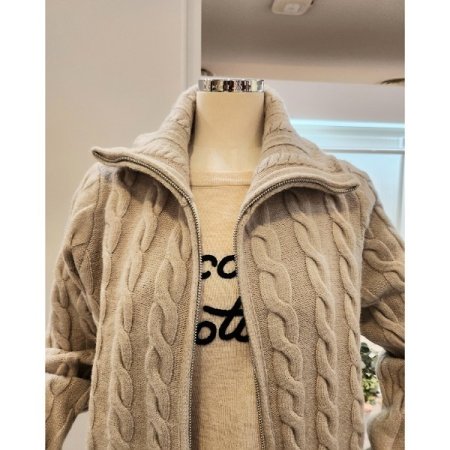 하이넥 짜임 니트 가디건