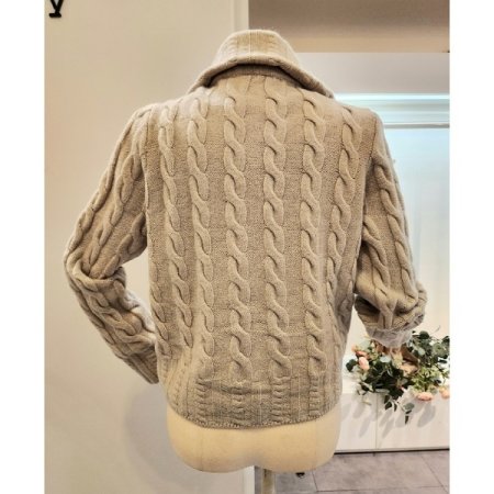 하이넥 짜임 니트 가디건