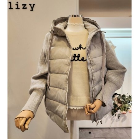 니트배색 덕다운 점퍼