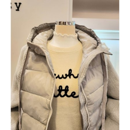 니트배색 덕다운 점퍼