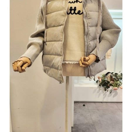 니트배색 덕다운 점퍼