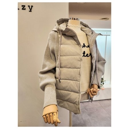 니트배색 덕다운 점퍼