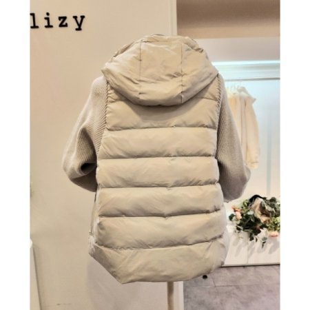 니트배색 덕다운 점퍼