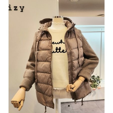 니트배색 덕다운 점퍼