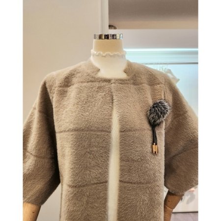 브로치 퍼프 퍼 자켓