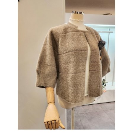 브로치 퍼프 퍼 자켓