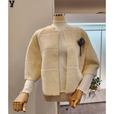 브로치 퍼프 퍼 자켓