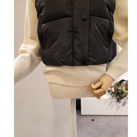스트링 숏 패딩 조끼