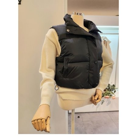 스트링 숏 패딩 조끼
