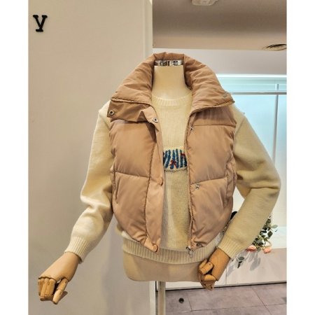 스트링 숏 패딩 조끼