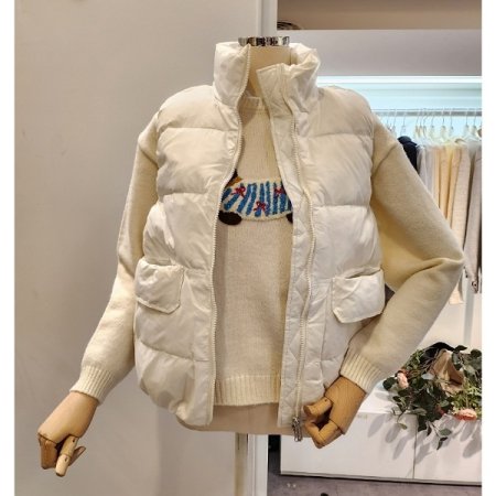 하이넥 플랩 덕다운 조끼