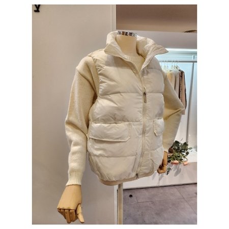 하이넥 플랩 덕다운 조끼