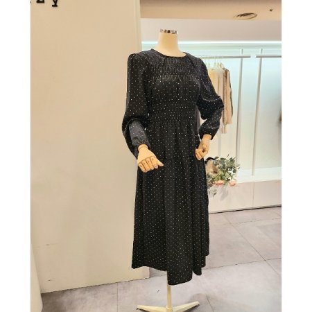 도트 셔링 원피스