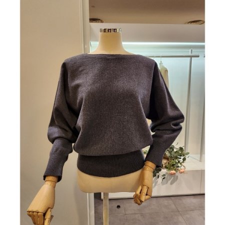 보트넥 퍼프소매 니트