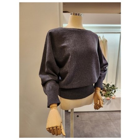 보트넥 퍼프소매 니트