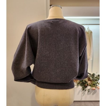 보트넥 퍼프소매 니트