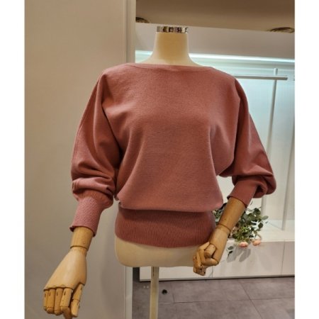 보트넥 퍼프소매 니트