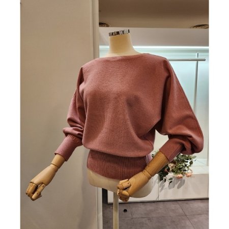 보트넥 퍼프소매 니트