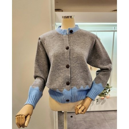 밑단골지 라운드넥 가디건