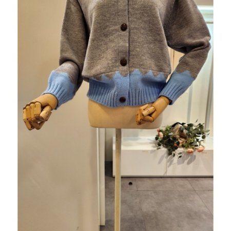 밑단골지 라운드넥 가디건