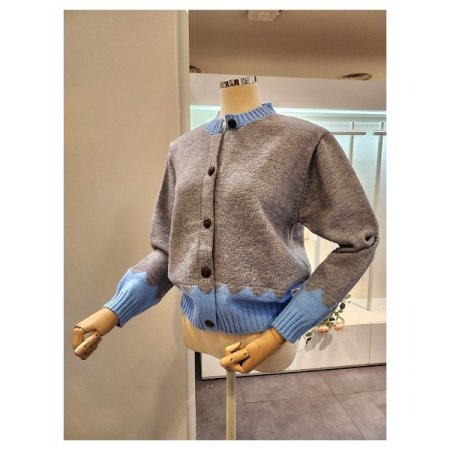 밑단골지 라운드넥 가디건