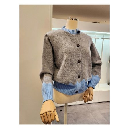 밑단골지 라운드넥 가디건