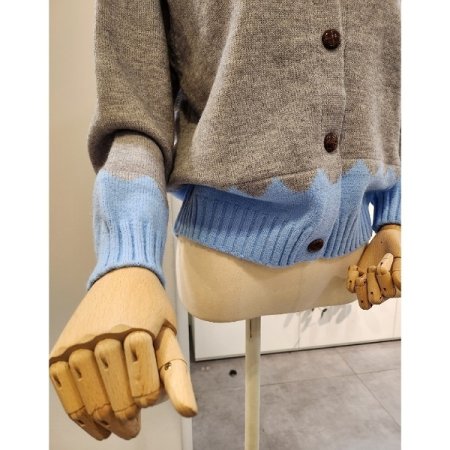 밑단골지 라운드넥 가디건