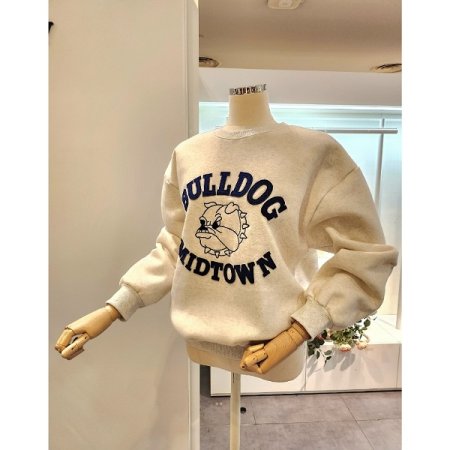 강아지 레터링 기모 맨투맨티셔츠