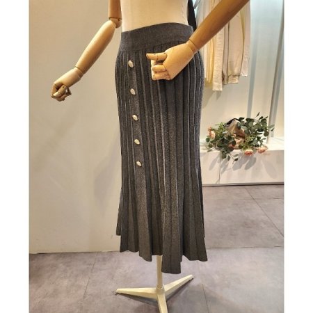 장식 플리츠 니트 스커트