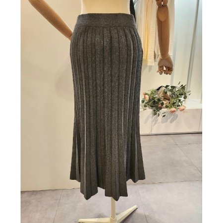 장식 플리츠 니트 스커트