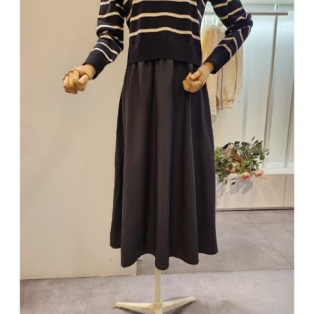 줄무늬 니트 배색 원피스