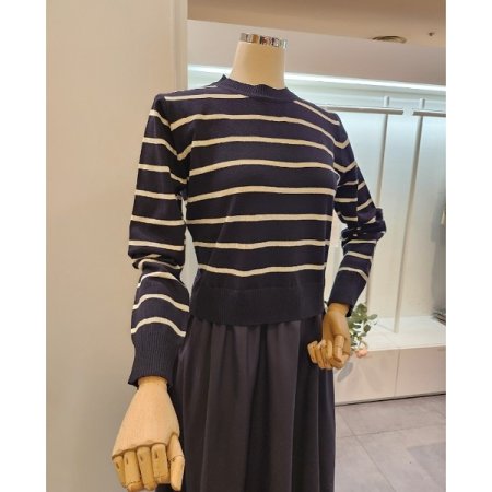 줄무늬 니트 배색 원피스