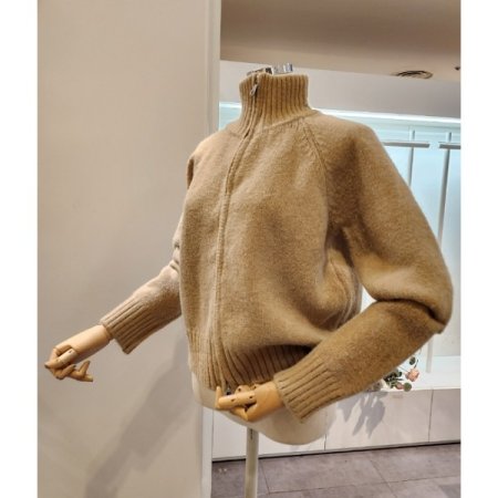 하이넥 밑단골지 가디건